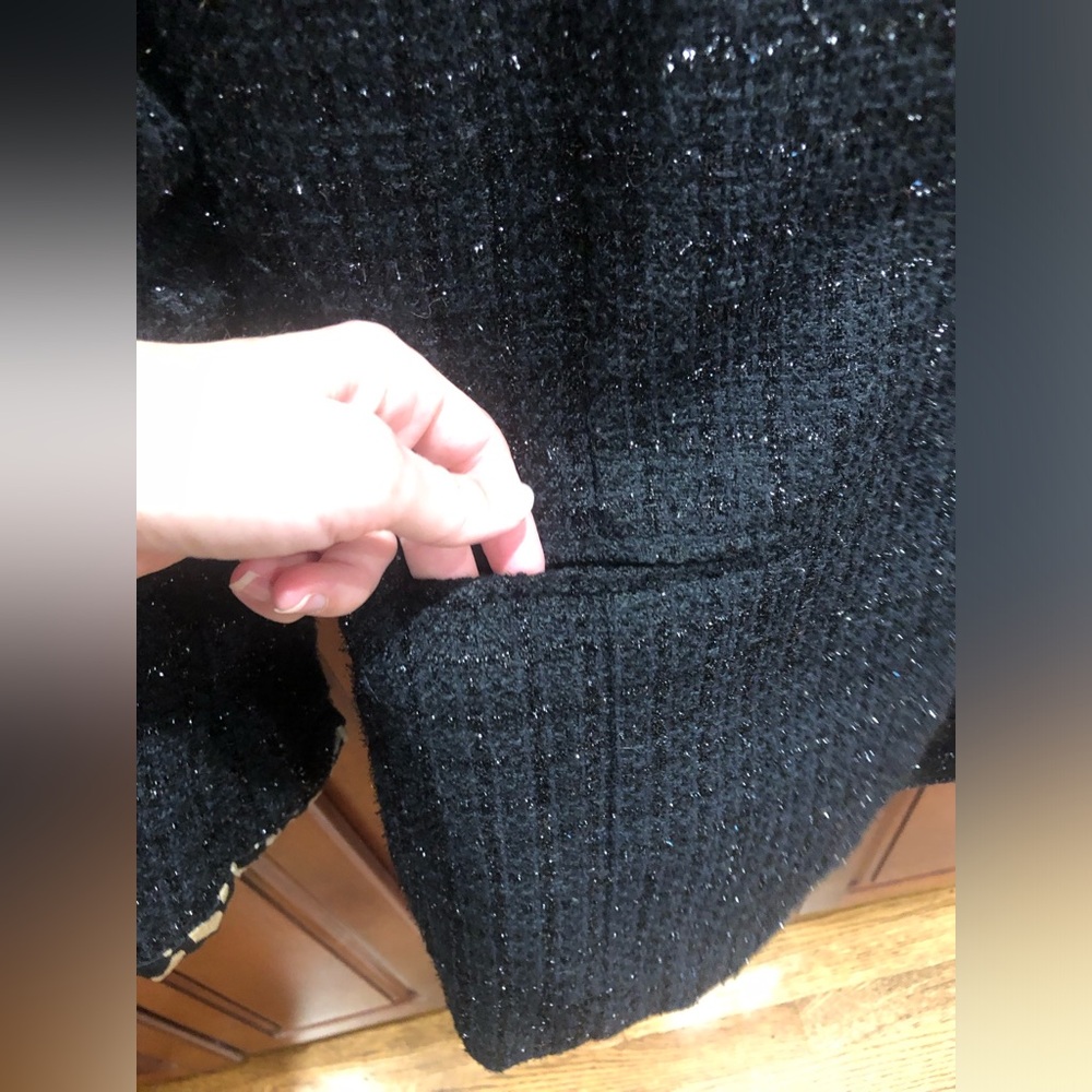 NWT Chico’s & Kasper Black Tweed Skirt Suit Sz M Gold Embellished Jacket Career - Picture 4 of 16